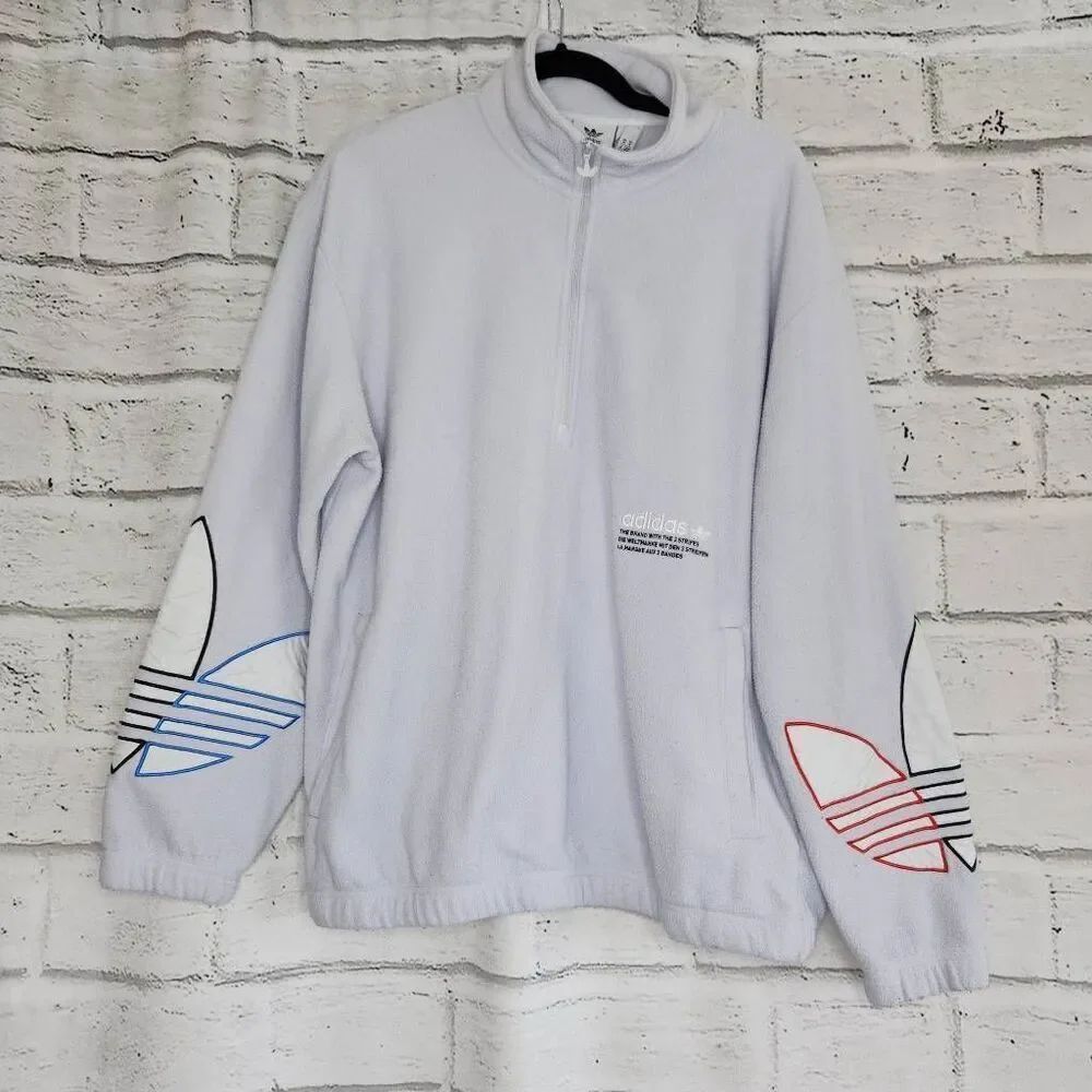 Adidas Adicolor Polar Fleece Half-Zip Mens Sweatshirt Jacket White GN8044 Size M